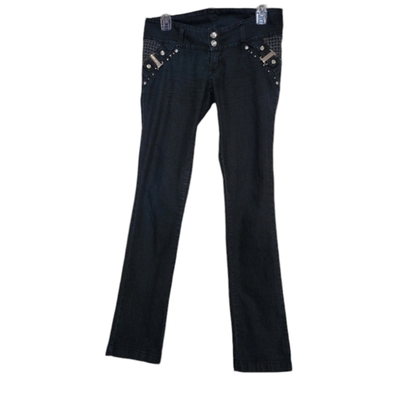 Century Denim - Century Low Waist Dark Blue jeans, with embellishments Size 10